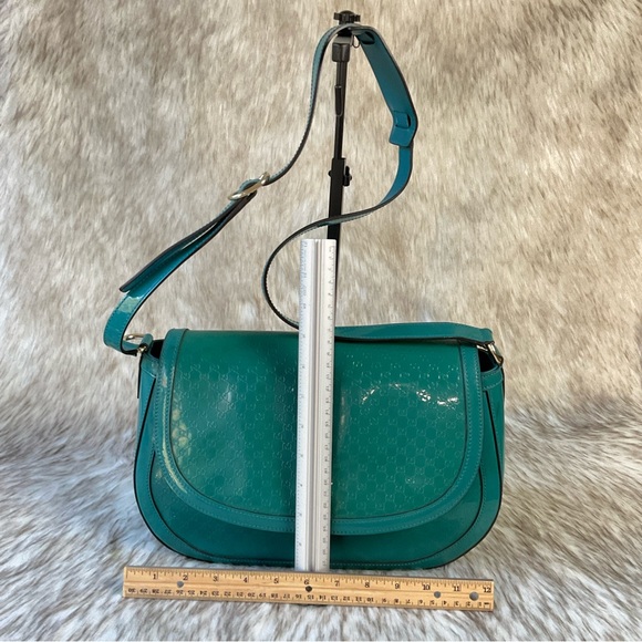 Gucci Teal Blue Microguccissima Patent Leather Crossbody Bag - Picture 14 of 15